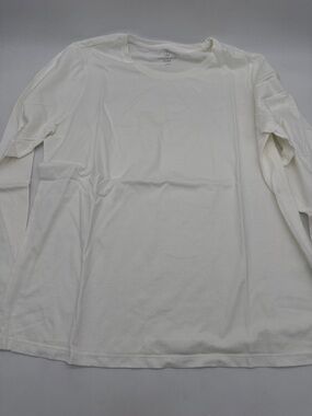 Lands' End Women's Crew Neck Long Sleeve White Relaxed Fit Shirt